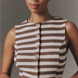 Maeve Retro Striped
Knit !Striped Brown and White Sleeveless Top